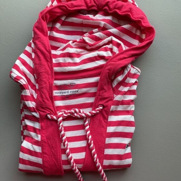 Vineyard Vines Pink & White Striped Hooded Tee - M - Picture 4 of 5